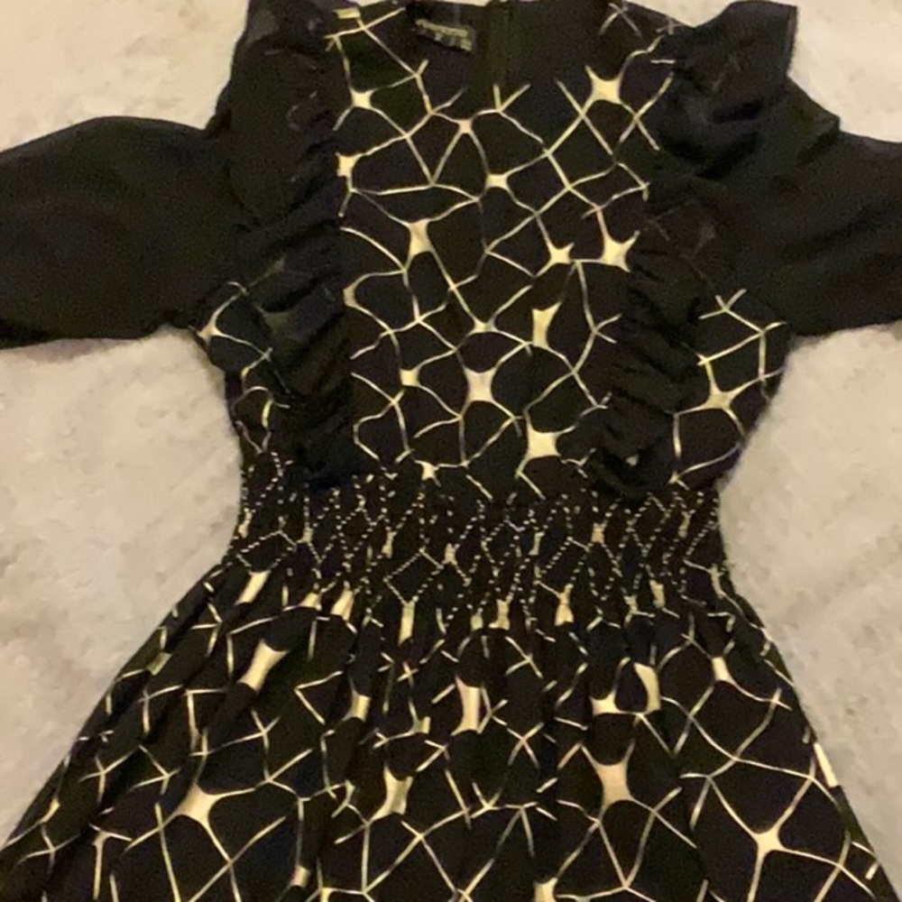 Black and White Patterned Women's Dress